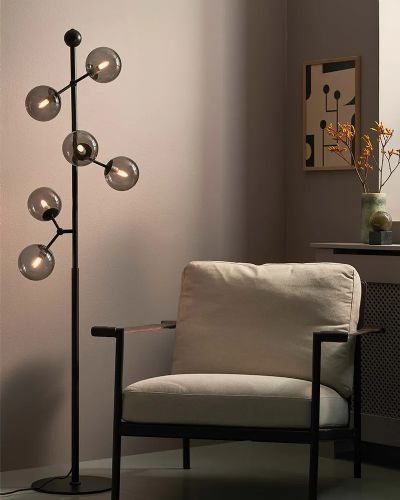 Halo Design Atom Gulvlampe Røg/Sort