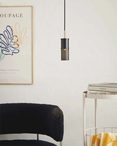 Halo Design Frame Cylinder Pendel Lysegrå