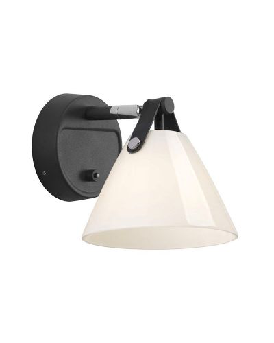 Nordlux Strap 15 - Opal/Sort m/ sort rem