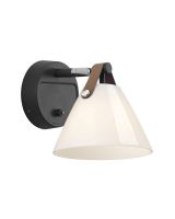 Nordlux Strap 15 - Opal/Sort m/ brun rem