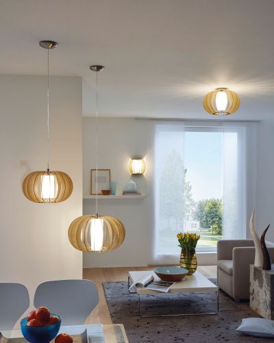 Eglo Stellato 1 Pendel Ø50 - Opal/ahorn